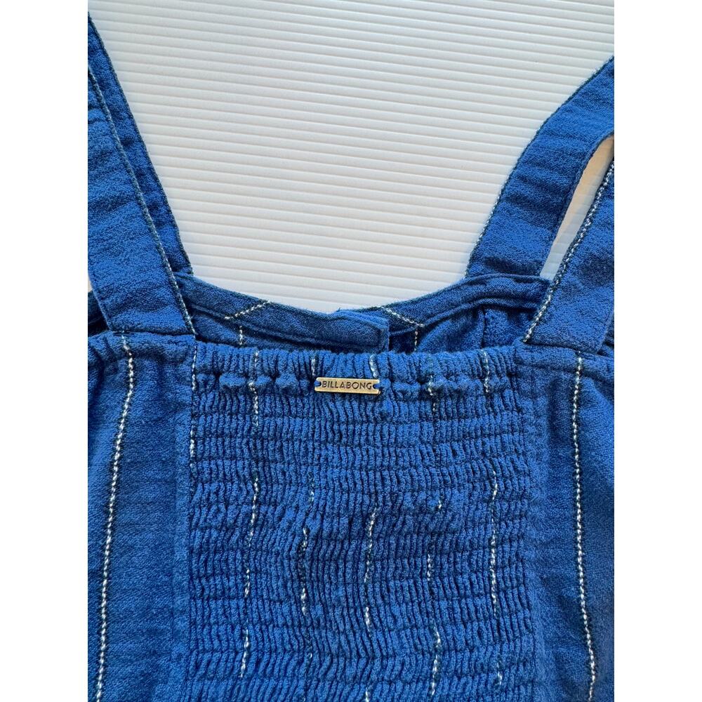 Billabong Paint The Town Jumpsuit XS Blue Striped Wide Leg Cotton Cropped - Picture 16 of 16